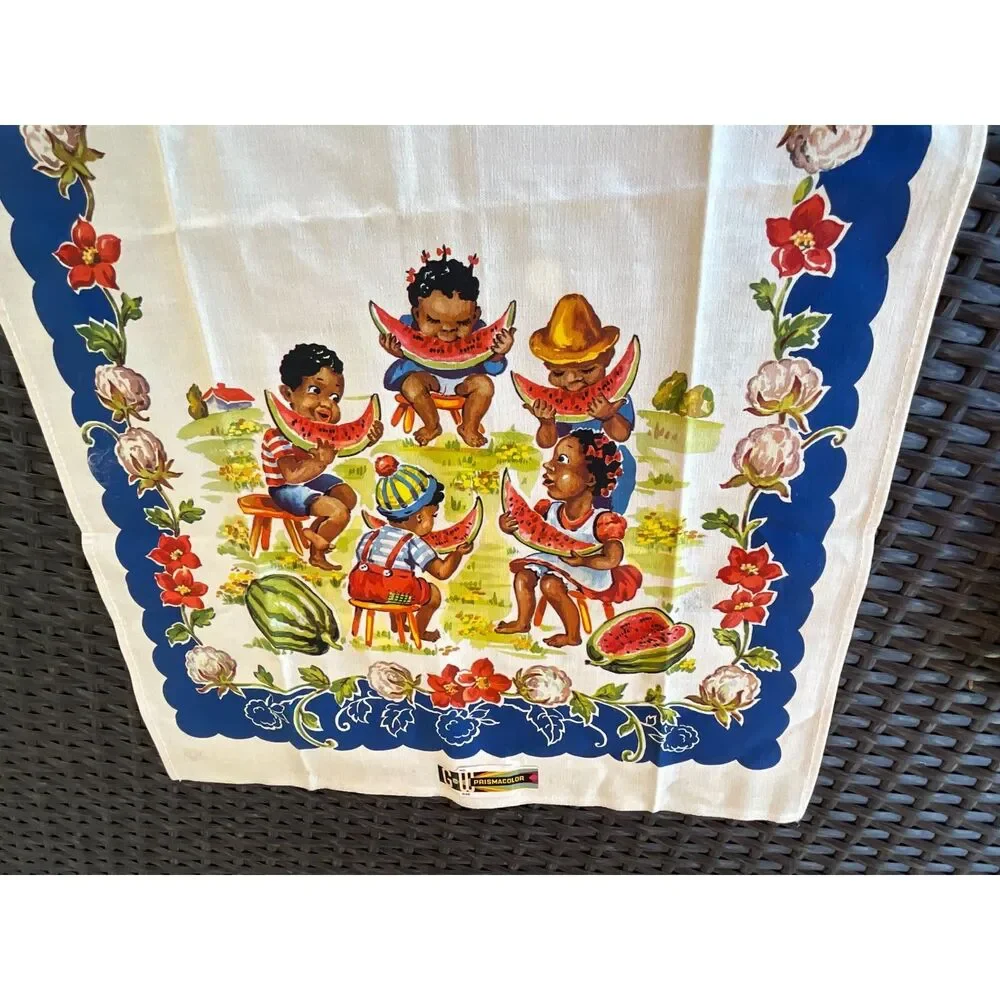 Vintage Black Americana Tea Towel Historical Collectible Cotton Kitchen Linen
